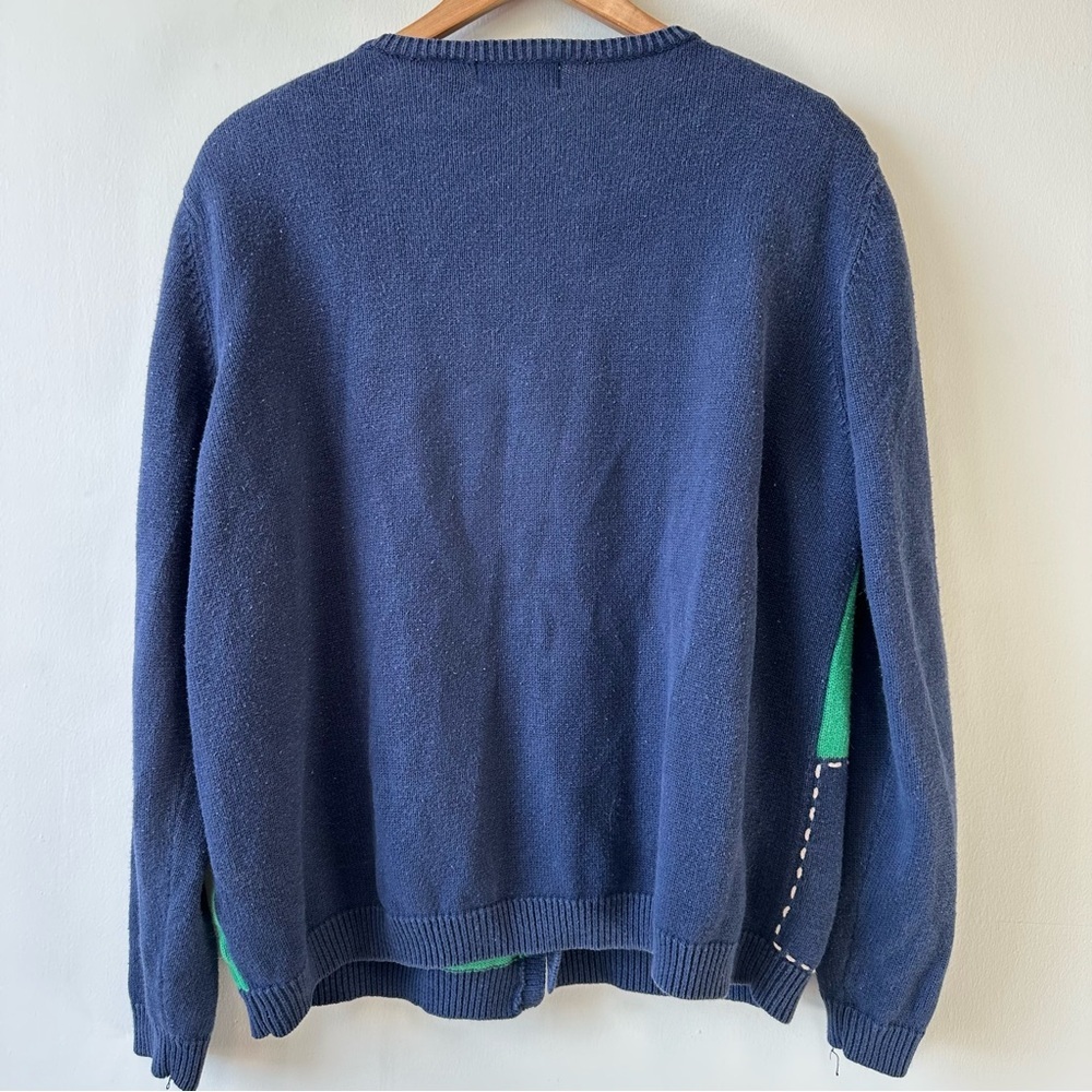 Quirky Vintage Navy and Green Gardening Themed Cardigan - Picture 7 of 8